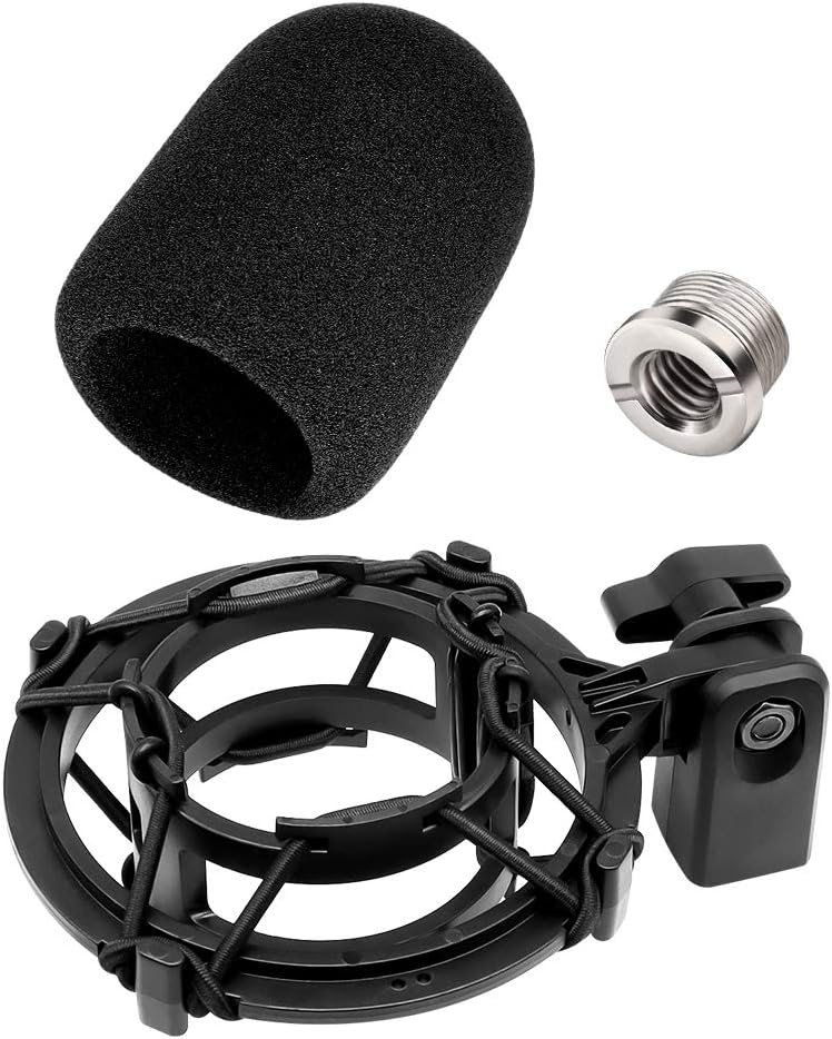 Etour AT2020 Microphone Shock Mount with Pop Filter, [Custom Built for audio technica Mic] Anti-Vibration Suspension Shockmount Holder Clip Compatible with AT2020USB+ AT2035 ATR2050 AT3035 AT3060 - Image 1